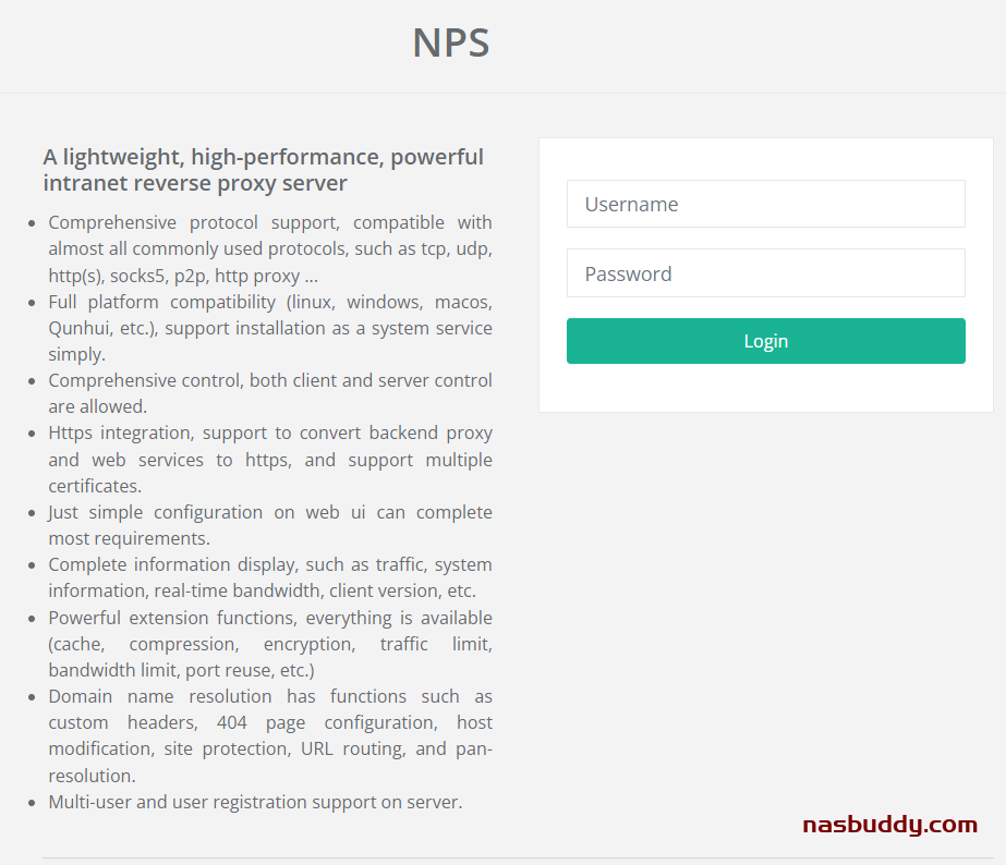 NPS web management interface